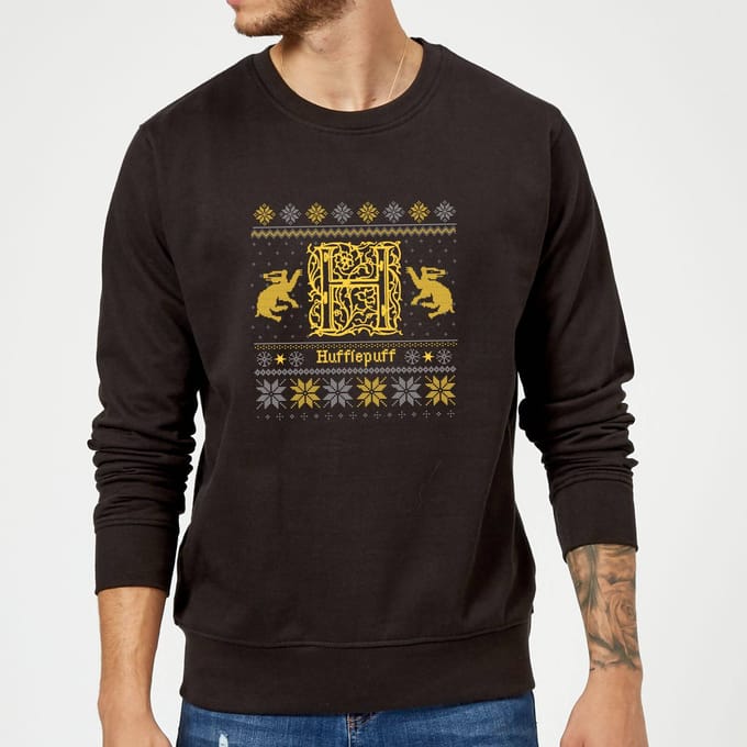 Harry Potter Hufflepuff Christmas Christmas Jumper - Black - S