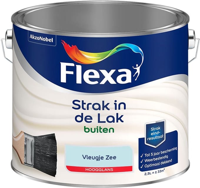 Flexa - Strak In De Lak Buitenlak Hoogglans - Vleugje Zee - Mengverf - 2,5 L