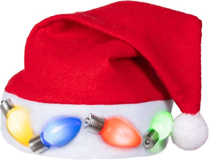Boland - Kerstmuts Lampjes - Één maat - Volwassenen - Unisex - Kerst