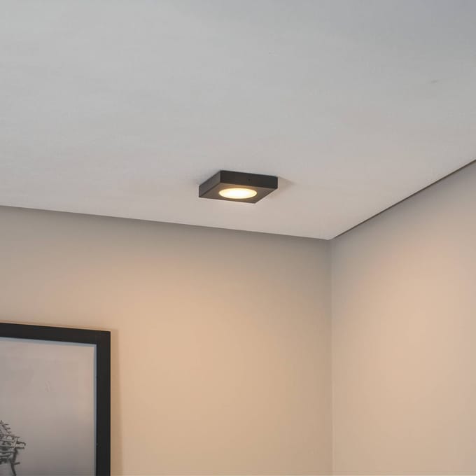 SIGMA Plafondlamp Hero, 12 x 12 cm, zwart, metaal, GX53