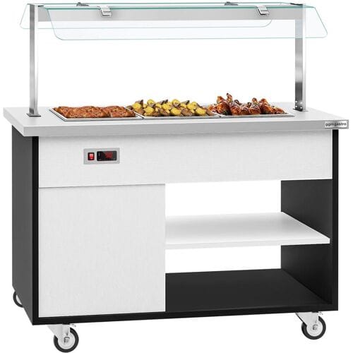 GGM Gastro Buffetwagen warm DANZIG - 1300mm - für 3x GN 1/1 Zilver