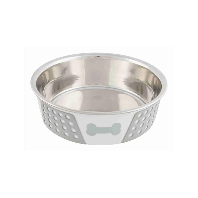 Trixie Bowl stainless steel/silicone 1.4 l/ø 21 cm white/grey