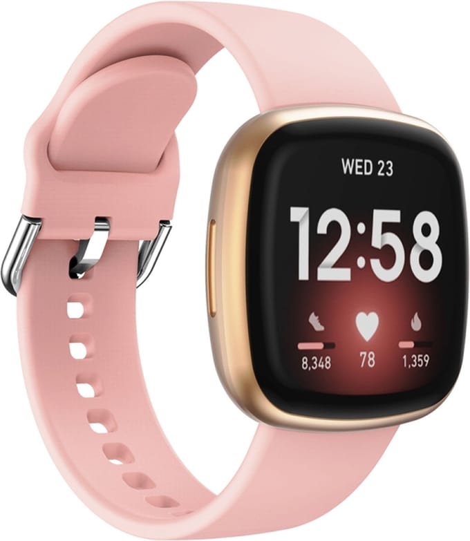 Siliconen bandje - geschikt voor Fitbit Versa 3 / Versa 4 / Sense / Sense 2 - roze