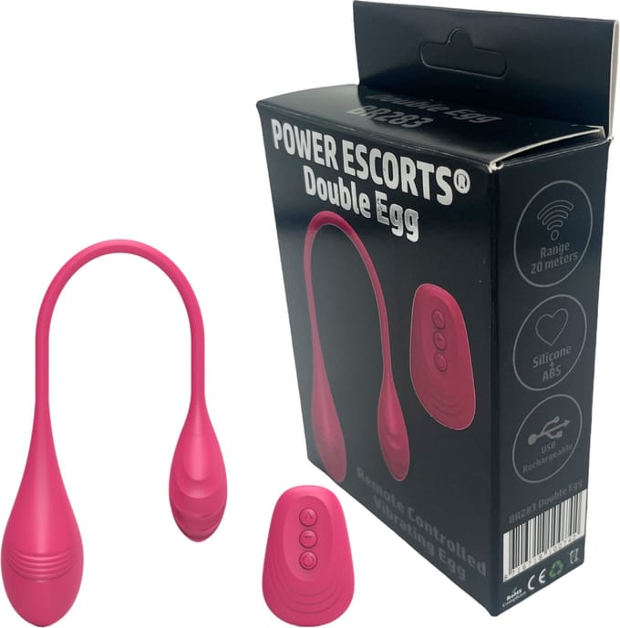 Power Escorts - BR283 - Double Egg met Remote Control - Pink