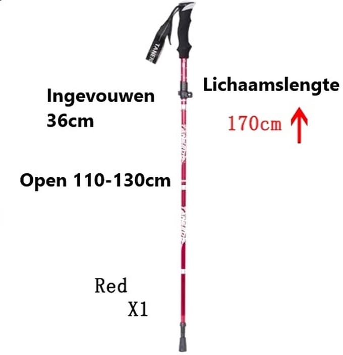 [Flexpert] [Tanerdd] [wandelstokken verstelbaar] [hiking stokken] [rood]