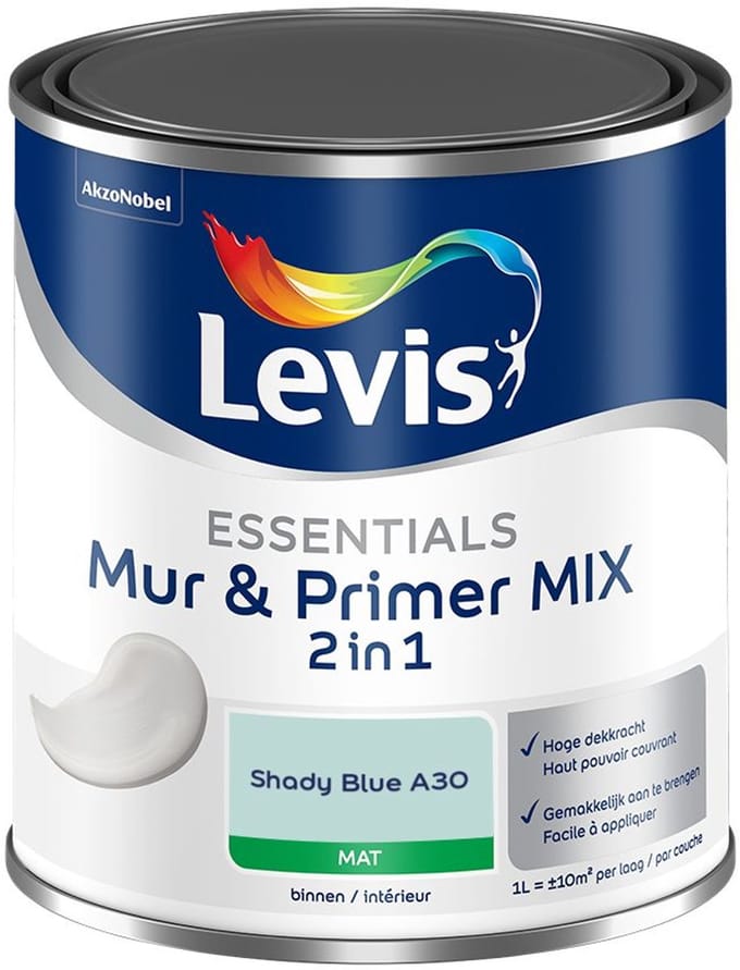 Levis - Essentials Mur & Primer Mix - Shady Blue A30 - Mengverf - 1 L