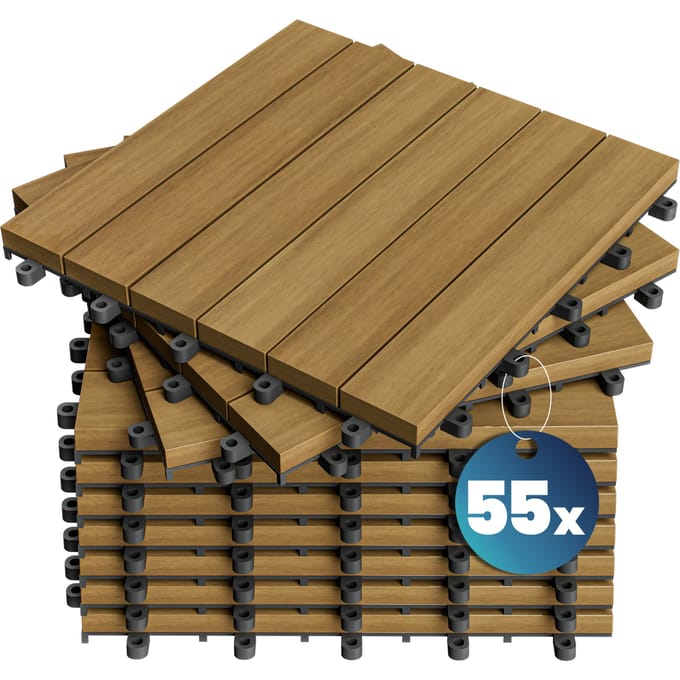 Casaria Vlondertegel – 55 Stuks 5m² – Eucalyptus – 30x30cm – Kliksysteem