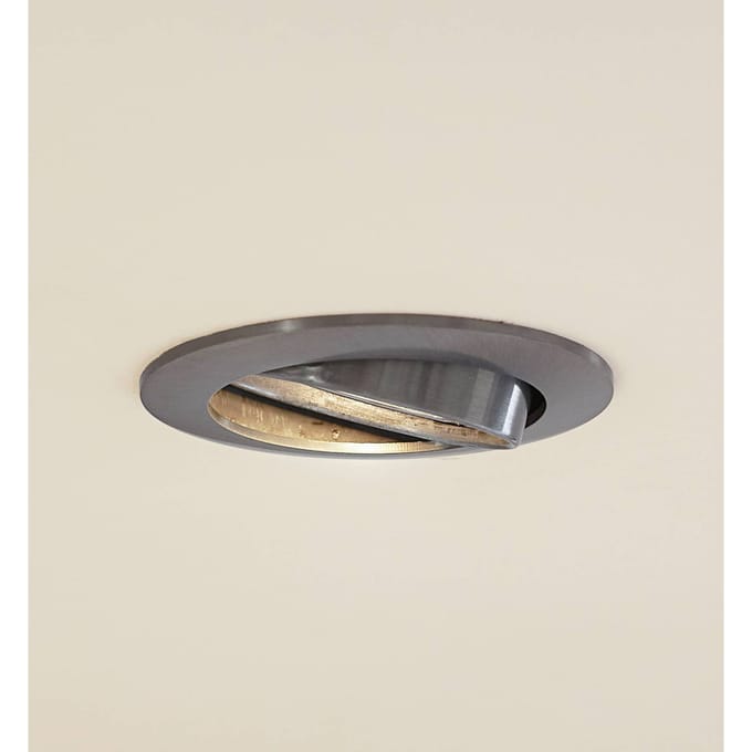 Prios plafond inbouwlamp Fibur, zilver geborsteld, Ø 8,2 cm