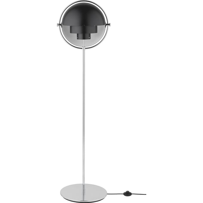 Gubi vloerlamp Multi-Lite, hoogte 148 cm, chroom/antracietzwart