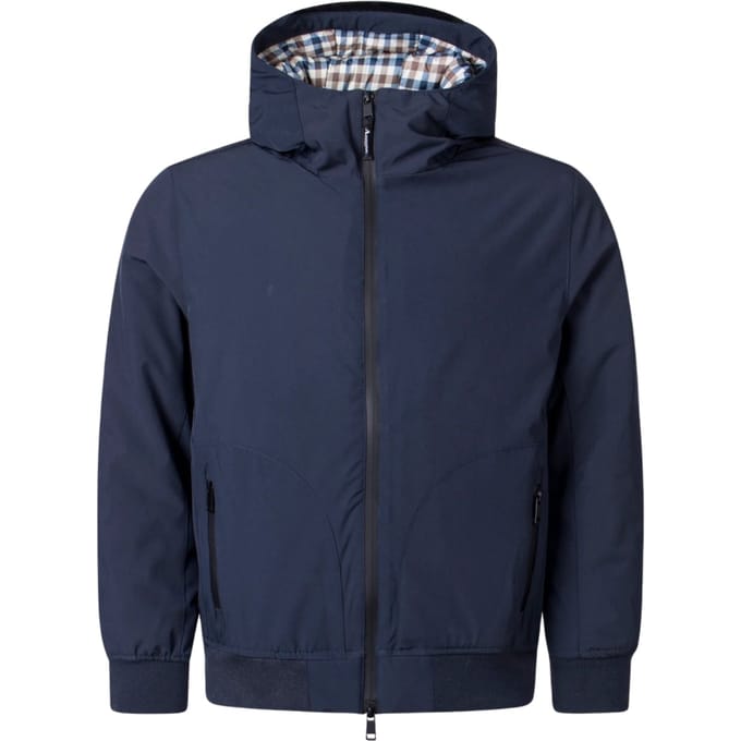 Aquascutum Active Plain Hooded Marineblauwe Jas
