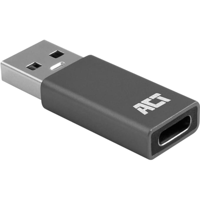 ACT USB C USB A Adapter Converter | tussenstuk voor kabels | USB Type-C USB Type-A | Grijs | AC7375
