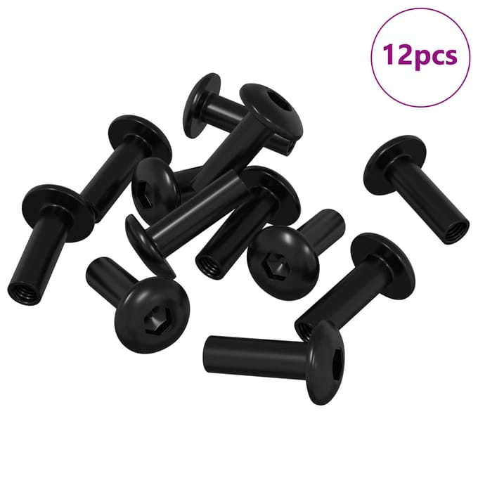 vidaXL - Sleeve - moeren - 12 - st - Zwart - M4 - x - 14,5 - mm - Metaal