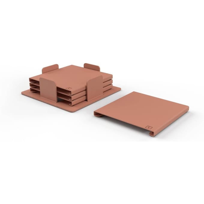 Onderzetters | Klein | Vierkant | Hittebestendig | Gepoedercoat | Metaal | Aluminium | 4 Pack | Blush - Oud Roze