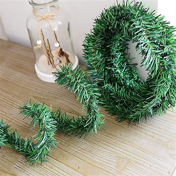 5,5M grenen kerstslinger groene kunstkerstboom rotan slingerpakket kerst grenen muur black