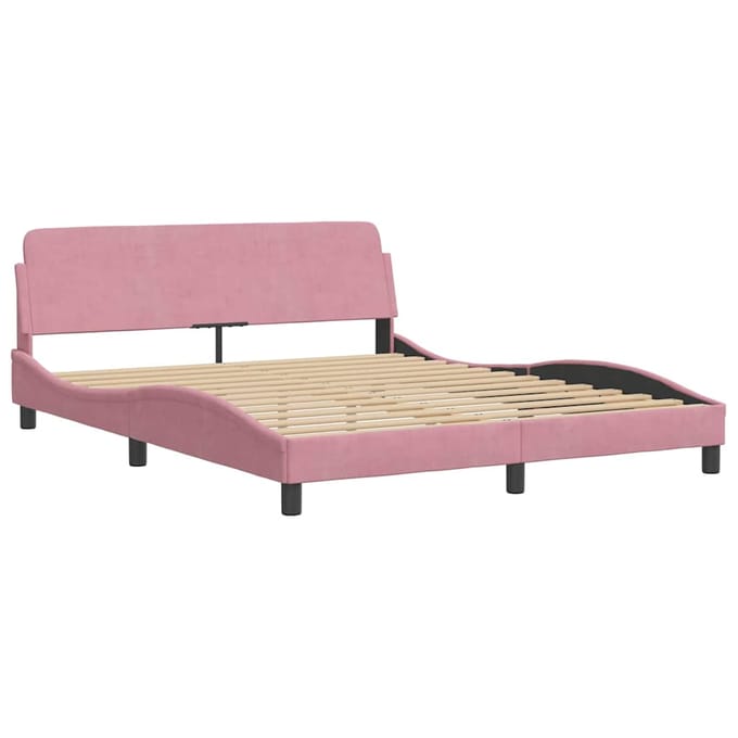 vidaXL - Bedframe - met - hoofdeinde - "Dover" - 160x200 - cm - fluweel - roze