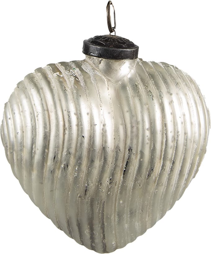 Clayre & Eef Kerstbal Overig 7x4x8 cm Zilverkleurig Glas Kerstballen