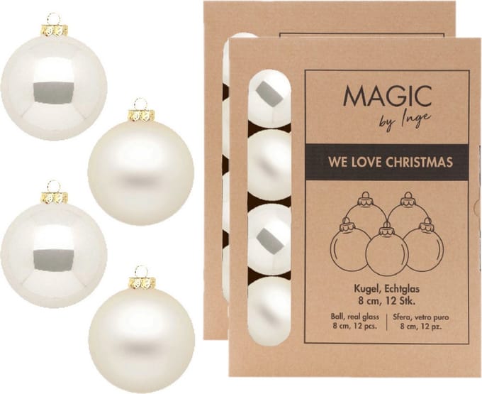 Inge Christmas Goods kerstballen - 24x st - champagne - glas - 8 cm
