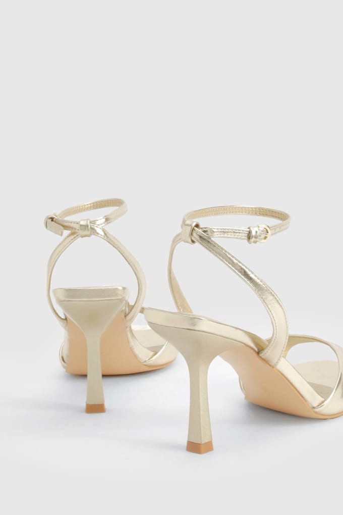boohoo Dames Wide Fit 2-delige Stiletto Hakken | Goud | Maat: 37