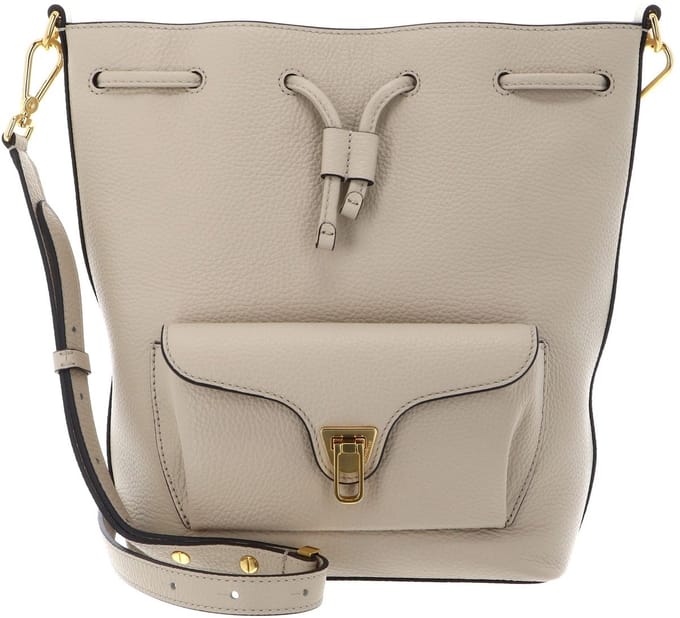 COCCINELLE Leren schoudertas Beat Generatio Bucket Bag Sandshell beige