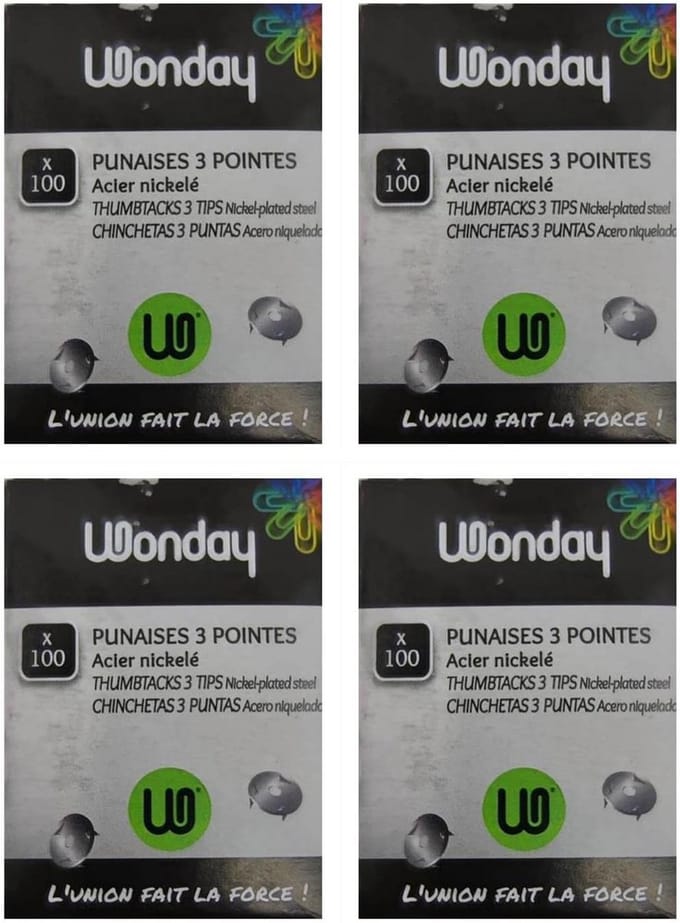Set van 4 dozen met 100 Punaises - Stevige Prikspelden van Vernikkeld Staal