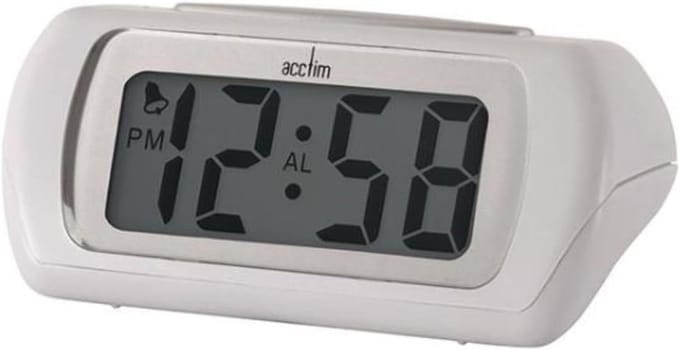 Digitale Wekker met Groot LCD Scherm en Helder Licht - Wit