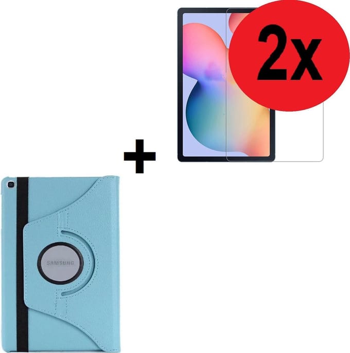 Geschikt voor Samsung Galaxy Tab S6 Lite Hoesje - Tab S6 Lite Screenprotector - Samsung Tab S6 Lite hoes Turquoise + 2x Screenprotector