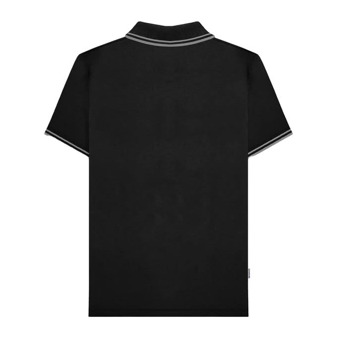 Lambretta Heren SS24 Houndstooth Poloshirt (Zwart/Ijzer)