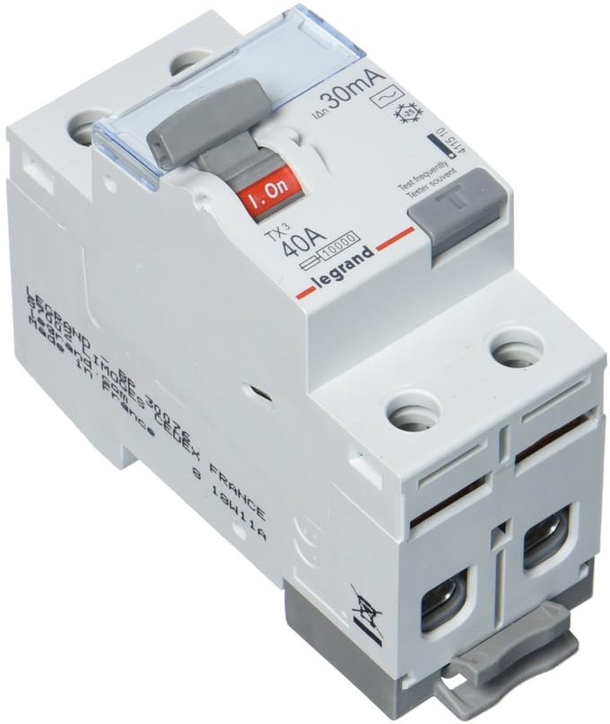 Aardlekschakelaar - FI schakelaar - Elektrische veiligheid - Type AC - 40A 2P 30MA - Grijs