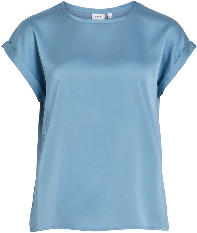 T-Shirt ELLETTE SATIN O-NECK VILA BLUE SHADOW