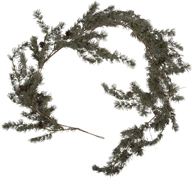 Clayre & Eef Kerstguirlande 20x7x180 cm / 3xAA Groen Hout