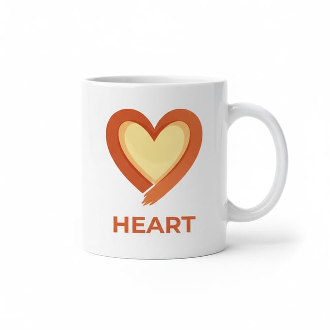 Hart Design Mok 330 ml – Minimalistische Liefde Koffie- & Theebeker Cadeau