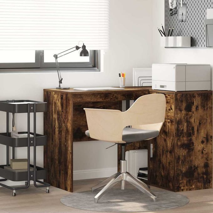 vidaXL - Bureau - Rook - Eiken - Bewerkt - hout - 102 - x - 50 - x - 75 - cm