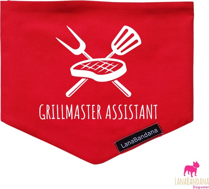 Hondenbandana | Knoopbandana | BBQ | Grillmaster Assistant Red maat M