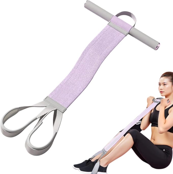 Fitness Pedaal Trekker - Elastische Oefenbanden - Sit Up Training - Met Handvatten - 32x65cm - Paars