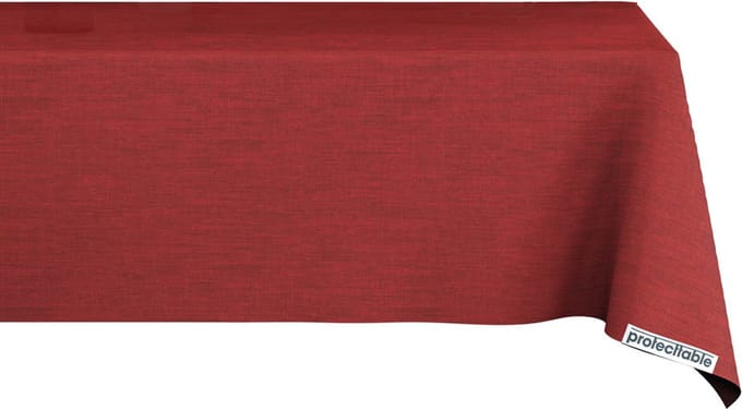 Protecttable - Tafelzeil Linnenlook Wine Red 140x320cm - Tafelkleed Afwasbaar - Kunststof