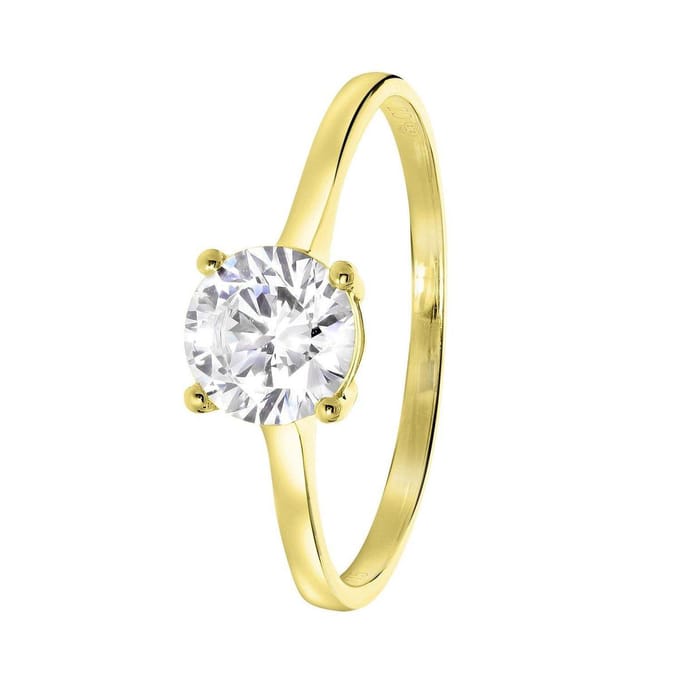 Lucardi Dames Ring solitair - Ring - Cadeau - 9 Karaat - Geelgoud