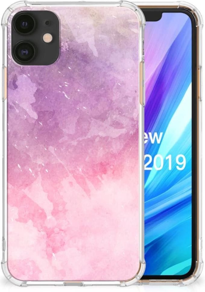 TPU Case Anti-Shock voor Back Cover Apple iPhone 11 Pink Purple Paint
