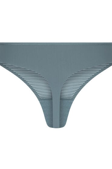 Hunkemöller Dames Lingerie Invisible string Stripe mesh - Grijs - maat S