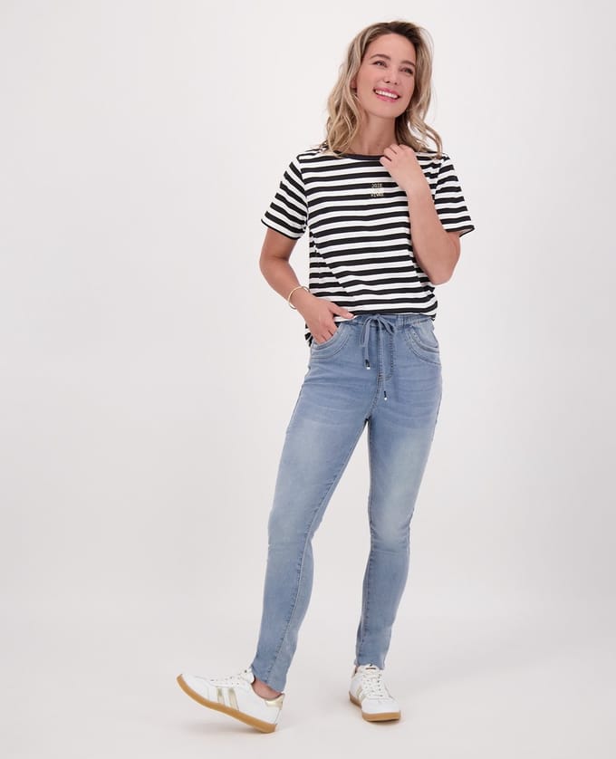Je m'appelle Dames Broek Regular fit Met stretch - Blauw - Maat M