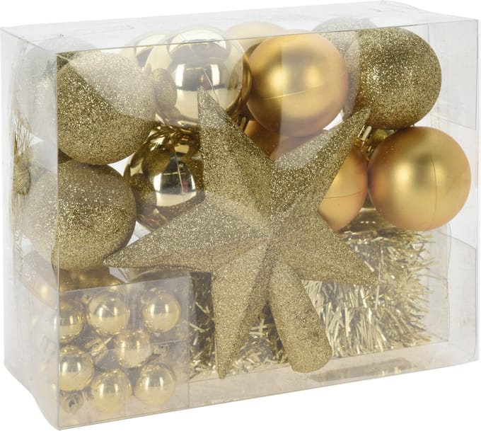 Christmas Decorations kerstversiering set 54st - goud - voor kleine boom