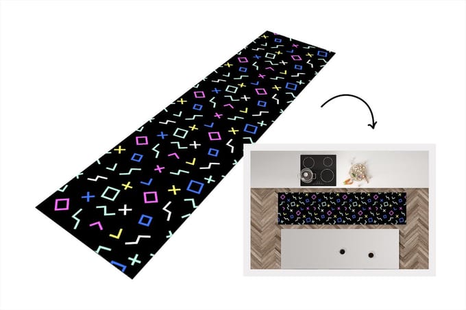 Keukenloper - Loper keuken - Game Console - Vector - Abstract - 240x60 cm - Keukenloper vinyl