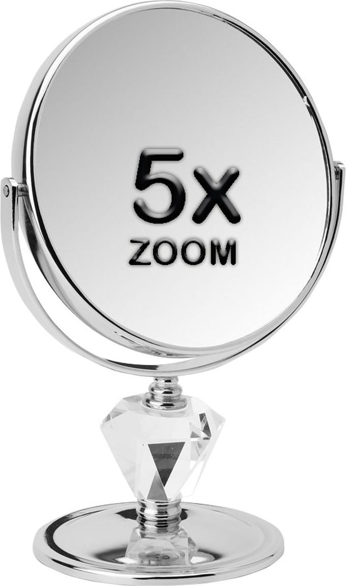 Metalen spiegel diamant make up spiegel 5x vergroting - Ø15cm