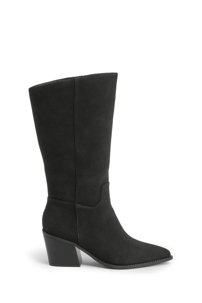 boohoo Dames Wijde Pasvorm Kuitlaarzen Western Laarzen | Black | Maat: 3