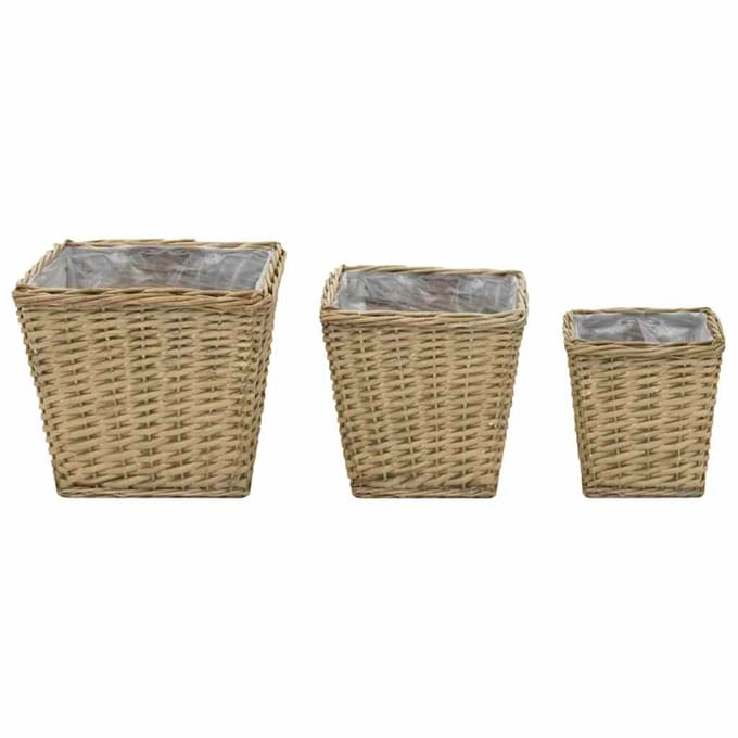 vidaXL - Plantenbakken - verhoogd - 3 - st - wicker - met - PE-voering