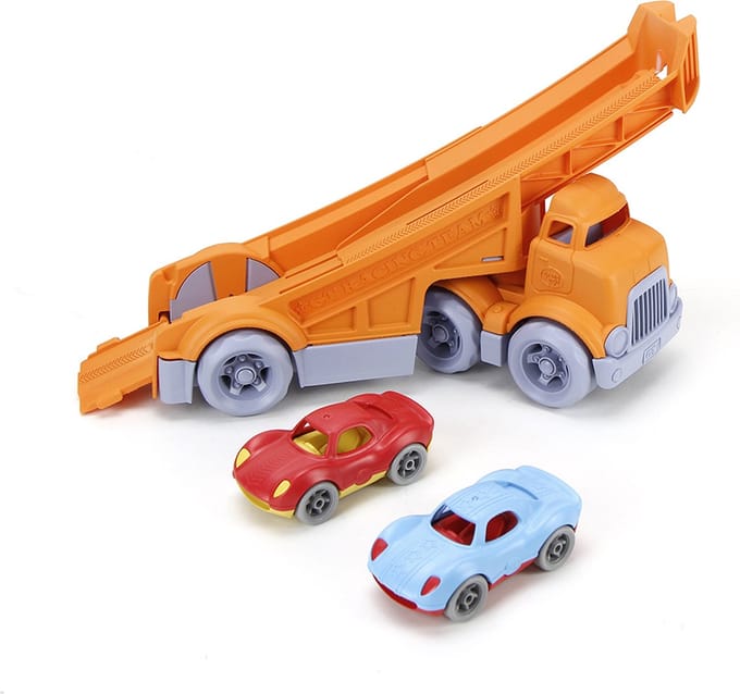 Groen Speelgoed Race Truck met 2 Racers