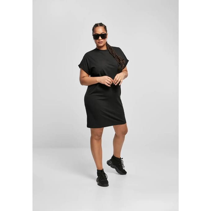 Urban Classics - Organic Cotton Cut On Sleeve Tee Korte jurk - M - Zwart