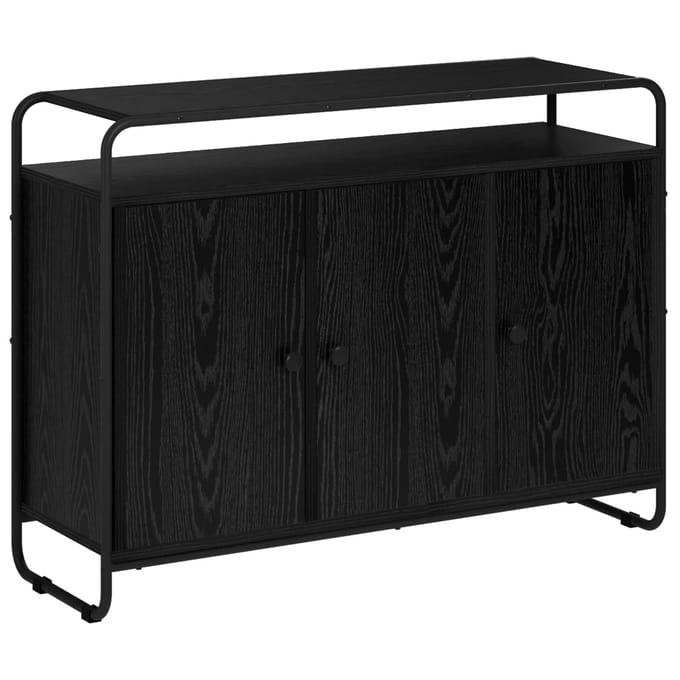 vidaXL - Dressoir - Zwart - eiken - 102 - x - 35 - x - 75 - cm - Bewerkt - hout