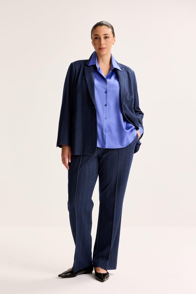 Jersey Broek Met Krijtstreep