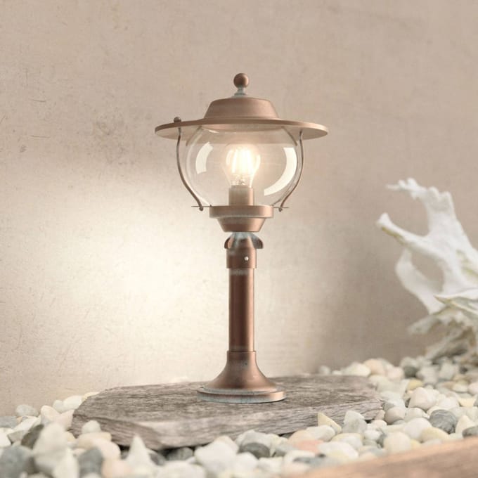 Moretti Luce Sokkellamp Adessora, messing, glas, hoogte 48 cm