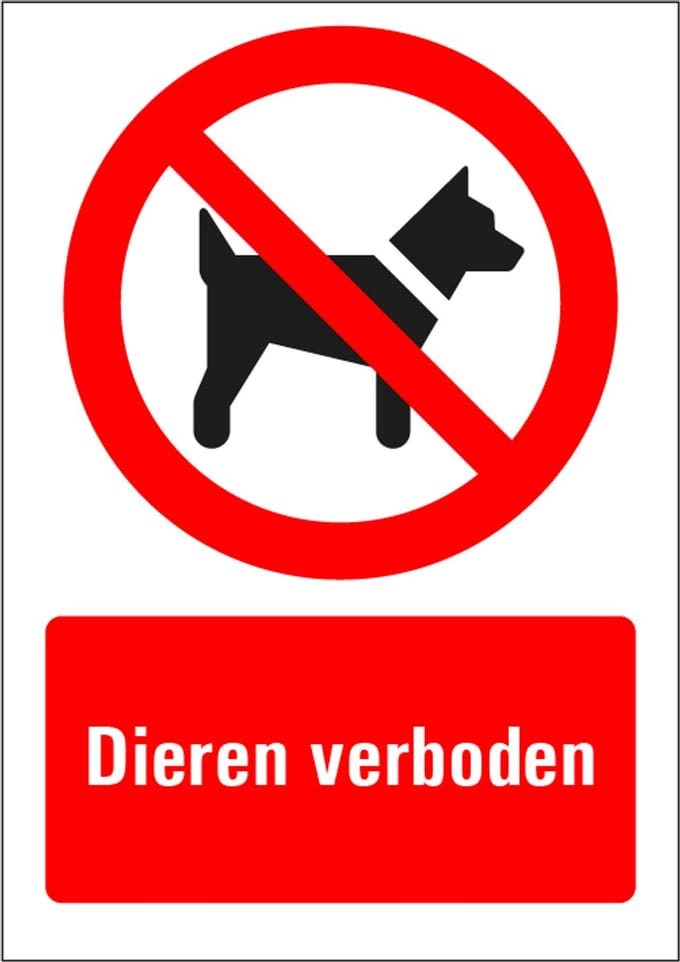 Dieren verboden tekstbord - kunststof 148 x 210 mm